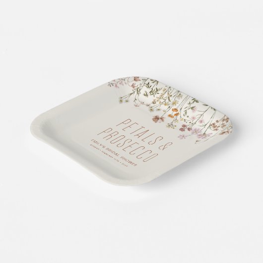 Bloemen en Prosecco Wilde Bloemen Bruidsdiner Papieren Bordje (Gebogen)