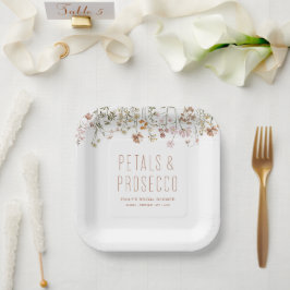 Bloemen en Prosecco Wilde Bloemen Bruidsdiner Papieren Bordje