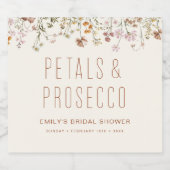 Bloemen en Prosecco Wilde Bloemen Bruidsdiner Sparkling Wijnetiket (Enkel label)