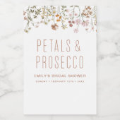 Bloemen en Prosecco Wilde Bloemen Bruidsdiner Wijn Etiket (Enkel label)