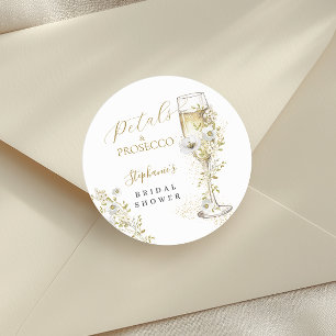 Bloemen en Prosecco Wilde Bloemen Bruidsdouche  Ronde Sticker