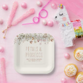 Bloemen en Prosecco Wilde Bloemen Bruidsfeestje Papieren Bordje (Feest)