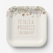 Bloemen en Prosecco Wilde Bloemen Bruidsfeestje Papieren Bordje (Voorkant)