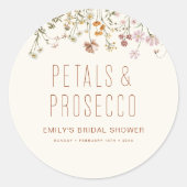 Bloemen en Prosecco Wildflower Bruidsdouche Ronde Sticker (Voorkant)