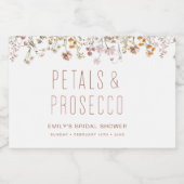 Bloemen en Prosecco Wildflower Bruidsdouche Sparkling Wijnetiket (Enkel label)