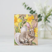 bloemen en rasterBriefkaart bij konijnen Briefkaart (Staand voorkant)