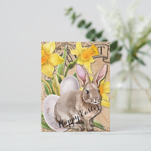 bloemen en rasterBriefkaart bij konijnen Briefkaart (Staand voorkant)