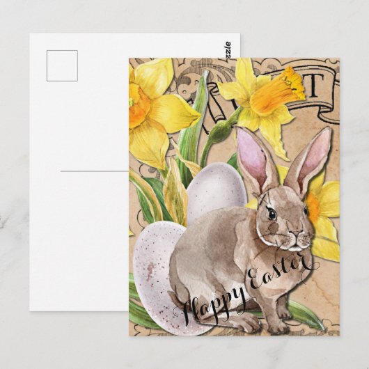  bloemen en rasterBriefkaart bij konijnen Briefkaart (Voorkant / Achterkant)