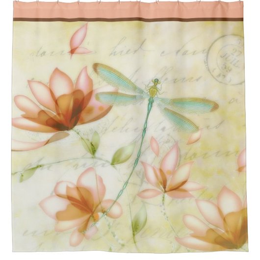 Bloemen en rigonfly douchegordijn (Voorkant)