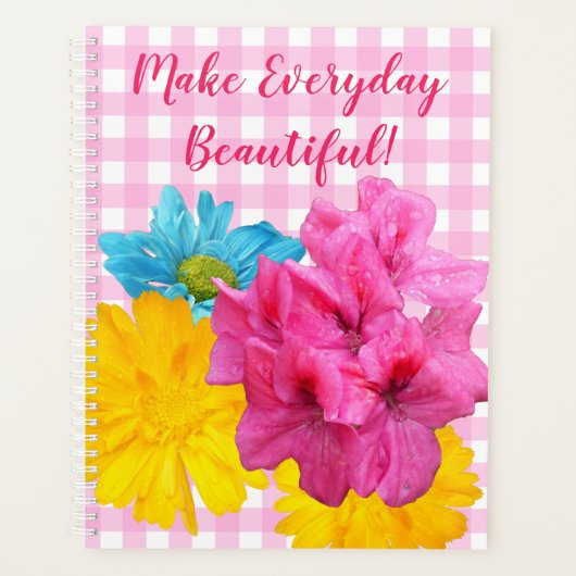 Bloemen en roze geruit katoen planner (Voorkant)