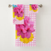Bloemen en Roze Gingham Bad Handdoek (Insitu)