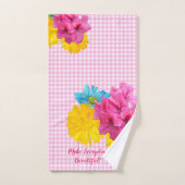 Bloemen en Roze Gingham Bad Handdoek (Handdoek)