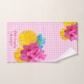 Bloemen en Roze Gingham Bad Handdoek (Handdoek)