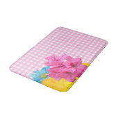 Bloemen en Roze Gingham Badmat (Gekanteld)
