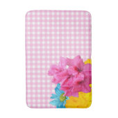 Bloemen en Roze Gingham Badmat (Voorkant Verticaal)