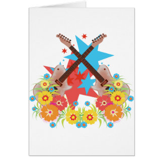 Bloemen en roze gitaren