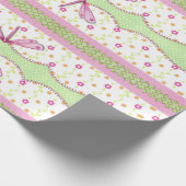 Bloemen en roze libellen Vulkpapier Cadeaupapier (Hoek)