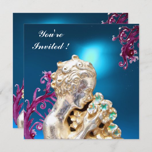 Bloemen en roze zwenken in blauw, zoete 16-partijt kaart (Voorkant / Achterkant)