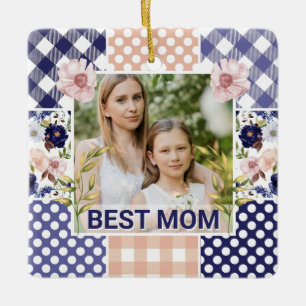 Bloemen en ruit foto frame Moederdag Keramisch Ornament