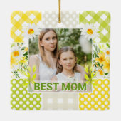 Bloemen en ruit foto frame Moederdag Keramisch Ornament (Achterkant)