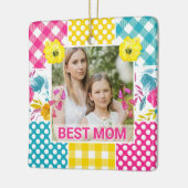Bloemen en ruit foto frame Moederdag Keramisch Ornament (Links)