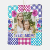 Bloemen en ruit foto frame Moederdag Keramisch Ornament (Links)
