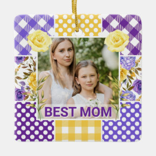 Bloemen en ruit foto frame Moederdag Keramisch Ornament