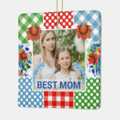 Bloemen en ruit foto frame Moederdag Keramisch Ornament (Links)