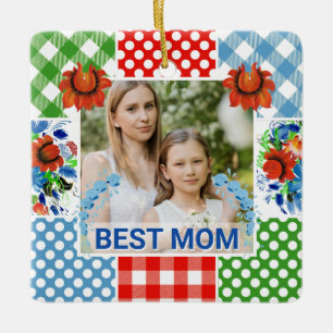 Bloemen en ruit foto frame Moederdag Keramisch Ornament