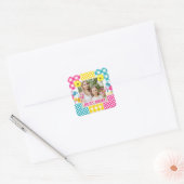 Bloemen en ruit foto frame Moederdag Vierkante Sticker (Envelop)