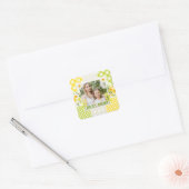 Bloemen en ruit foto frame Moederdag Vierkante Sticker (Envelop)