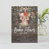 Bloemen en schattige Fox Boho Modern baby shower Kaart (Staand voorkant)