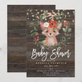 Bloemen en schattige Fox Boho Modern baby shower Kaart (Voorkant / Achterkant)