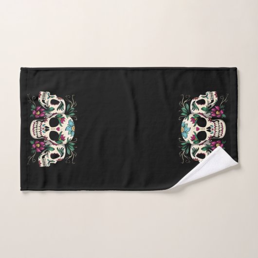 Bloemen en schedels bad handdoek (Handdoek)