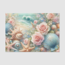 Bloemen en schelpen waterverf in pastelkleuren