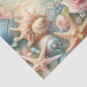 Bloemen en schelpen waterverf in pastelkleuren tissuepapier (Detail)