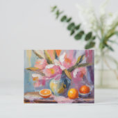 Bloemen en Sinaasappels Het moderne stilleven Briefkaart (Staand voorkant)
