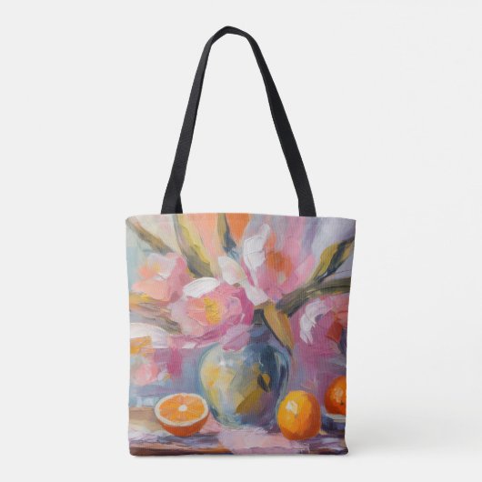 Bloemen en Sinaasappels Het moderne stilleven Tote Bag (Achterkant)