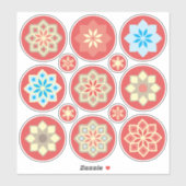 Bloemen en sneeuwvlokken voor sierdoeleinden op ro sticker (Vel)