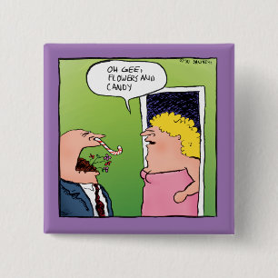 Bloemen en Snoep Romantische Cartoon Vierkante Button 5,1 Cm