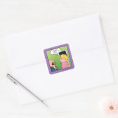 Bloemen en Snoep Romantische Cartoon Vierkante Sticker (Envelop)