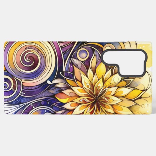 Bloemen en spiraal motief telefoonhoesje samsung galaxy hoesje (Achterkant horizontaal)