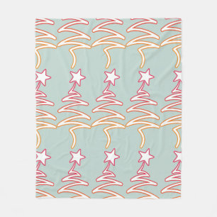 Bloemen en sterren zig zag grijs groen fleece deken