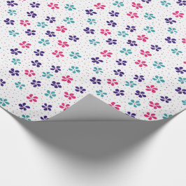 Bloemen en Stippen Bloemmotief Cadeaupapier