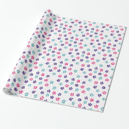 Bloemen en Stippen Bloemmotief Cadeaupapier
