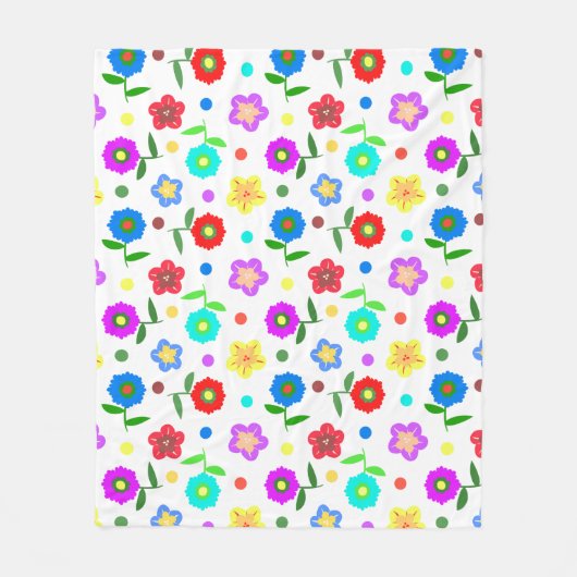 Bloemen en Stippen Fleece Deken (Voorkant)