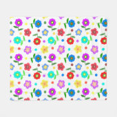 Bloemen en Stippen Fleece Deken (Voorkant (Horizontaal))
