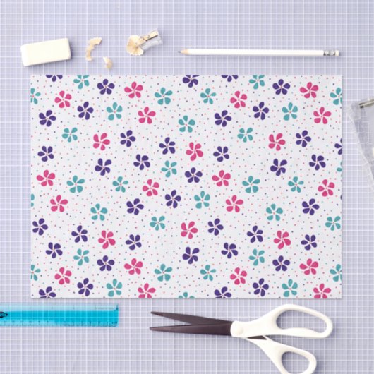 Bloemen en Stippen Floral Pattern Tissuepapier (Craft)