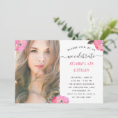 Bloemen en Stippen Foto Verjaardagsfeest Kaart (Staand voorkant)