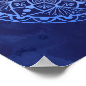 Bloemen en Stippen Mandala - Blauwe gradiënt afdru Poster (Hoek)
